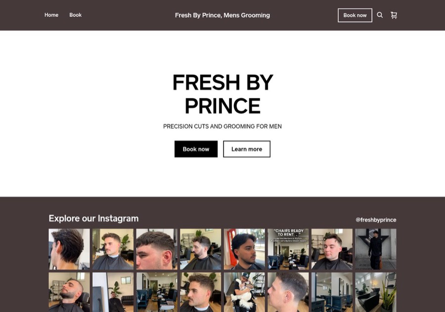 Fresh by Prince website before: Square Online template homepage (friend craft example)